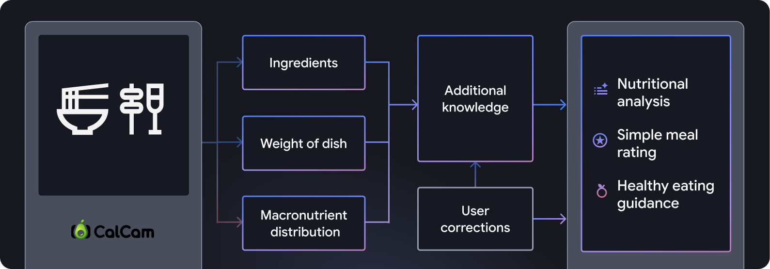 CalCam users can provide corrections if needed, prompting the Gemini model to re-evaluate and generate a new, refined analysis.